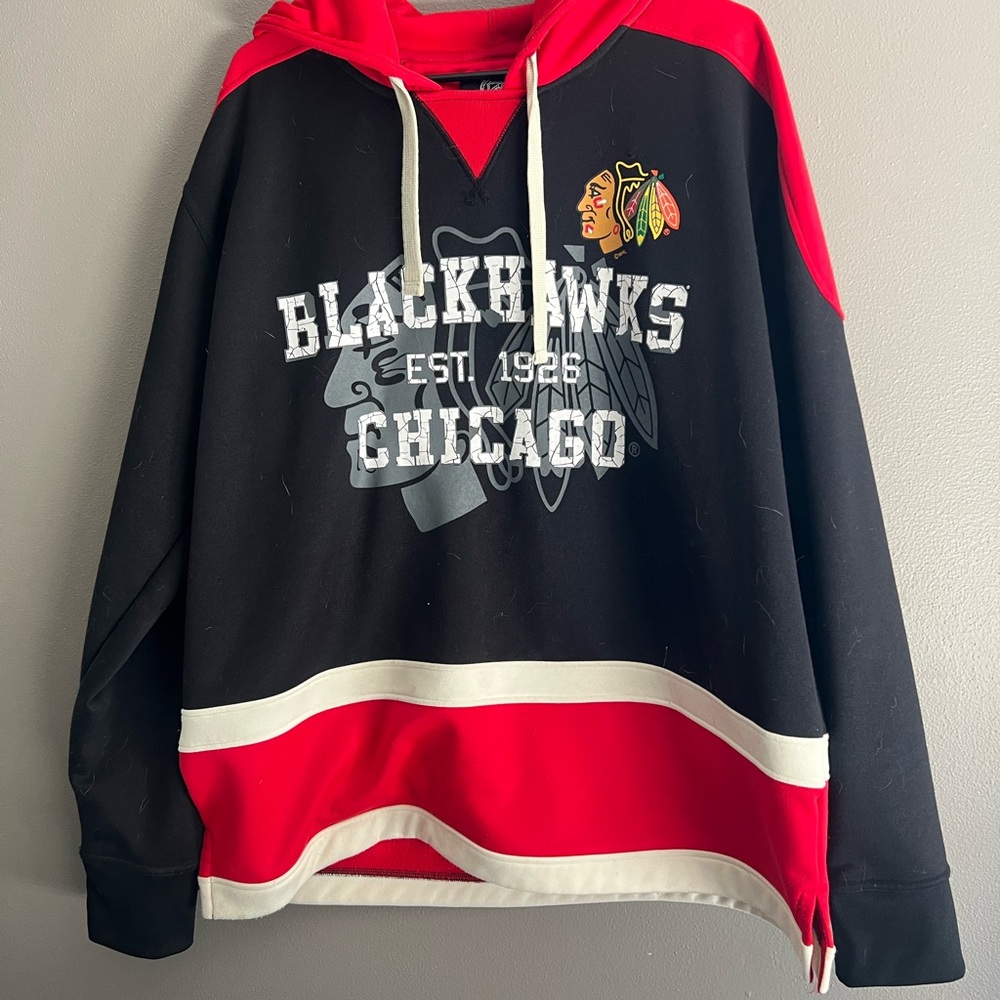 Blackhawks Team Hoodie - Red, Black, and White
